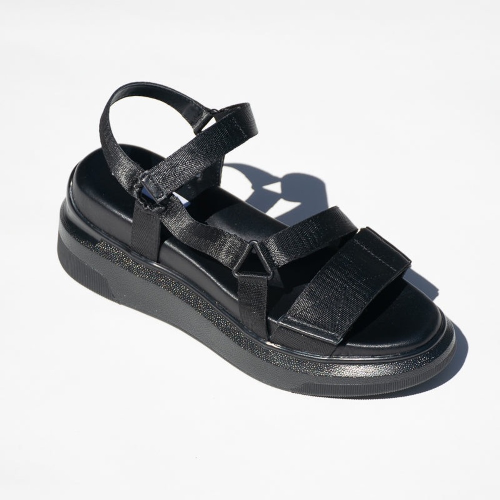Suzanne Rae Black Platform Velcro Sandals EU 40 - Picture 5 of 9